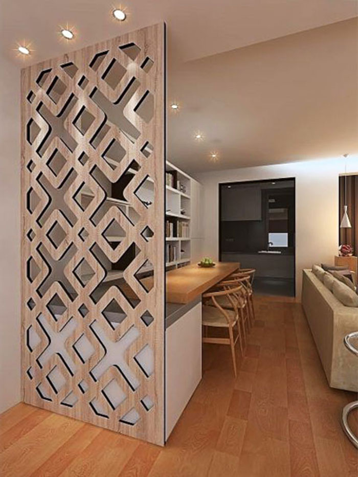 Vách ngăn phòng khách với phòng bếp